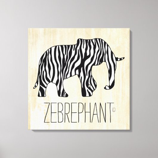 Elephant met Zebra Stripes en uw ideeën Canvas Afdruk (Voorkant)