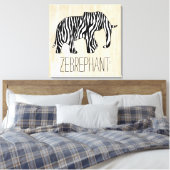 Elephant met Zebra Stripes en uw ideeën Canvas Afdruk (Insitu (Slaapkamer))
