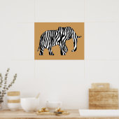 Elephant met Zebra Stripes en uw ideeën Poster (Keuken)