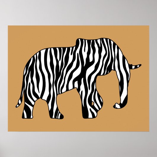 Elephant met Zebra Stripes en uw ideeën Poster (Voorkant)