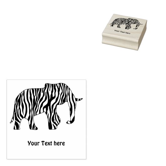 Elephant met Zebra Stripes en uw ideeën Rubberstempel (Gestempeld)
