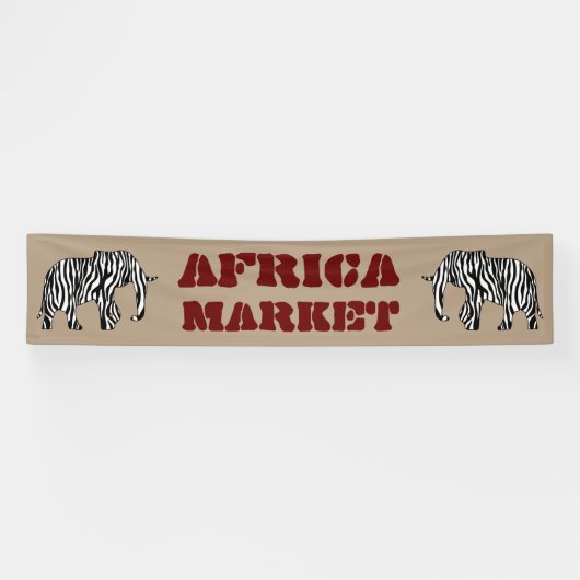 Elephant met Zebra Stripes en uw ideeën Spandoek (Horizontaal)