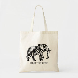 Elephant met Zebra Stripes en uw ideeën Tote Bag