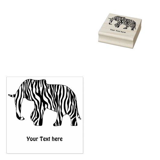 Elephant met Zebra Stripes (rechts) + uw ideeën Rubberstempel (Gestempeld)