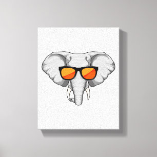 Elephant met zonnebril canvas afdruk