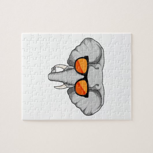 Elephant met zonnebril legpuzzel (Horizontaal)