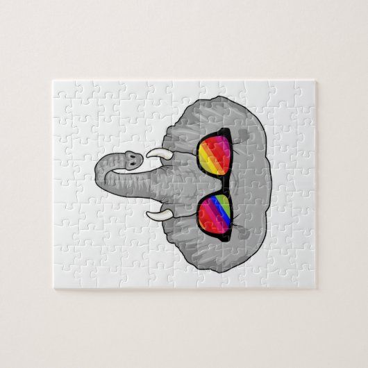 Elephant met zonnebril legpuzzel (Horizontaal)
