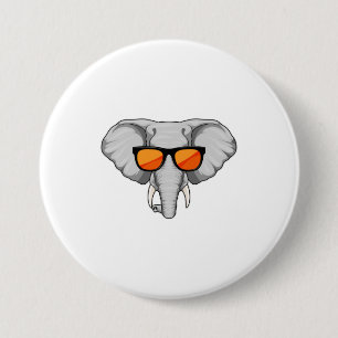 Elephant met zonnebril ronde button 7,6 cm