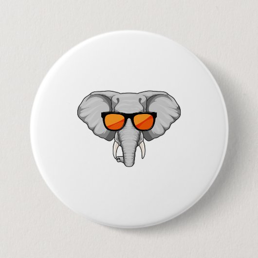 Elephant met zonnebril ronde button 7,6 cm (Voorkant)