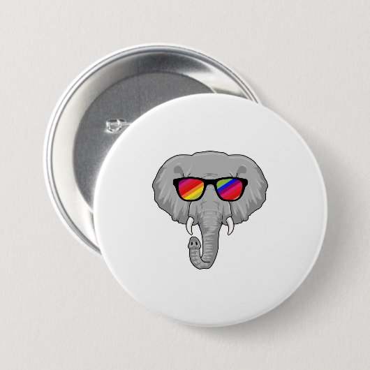 Elephant met zonnebril ronde button 7,6 cm (Voorkant /achterkant)