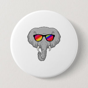 Elephant met zonnebril ronde button 7,6 cm
