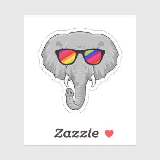 Elephant met zonnebril sticker (Vel)