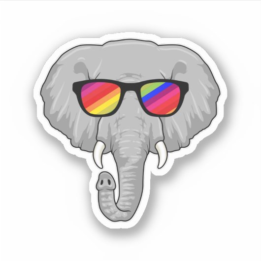 Elephant met zonnebril sticker (Voorkant)