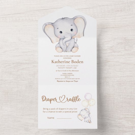 Elephant minimalist in één uitnodiging (Binnen)