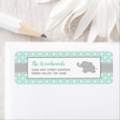 Elephant Mint Green Grey Polka Dot Baby shower Etiket (Insitu)