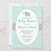 Elephant Mint Green Grey Polka Dot Baby shower Kaart (Voorkant)