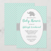 Elephant Mint Green Grey Polka Dot Baby shower Kaart (Voorkant / Achterkant)