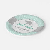 Elephant Mint Green Grey Polka Dot Baby shower Papieren Bordje (Gekanteld)