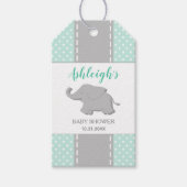 Elephant Mint Green Polka Dot Baby shower Favor Cadeaulabel (Voorkant)