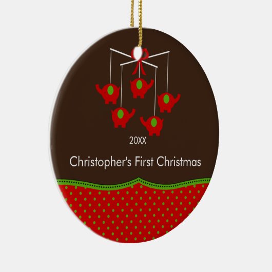 Elephant Mobile Baby's eerste kerst Ornament (Rechts)