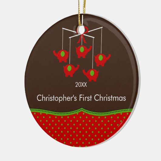 Elephant Mobile Baby's eerste kerst Ornament (Links)