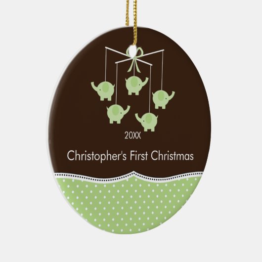 Elephant Mobile Baby's eerste kerstsieraad Keramisch Ornament (Rechts)