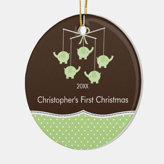 Elephant Mobile Baby's eerste kerstsieraad Keramisch Ornament (Links)