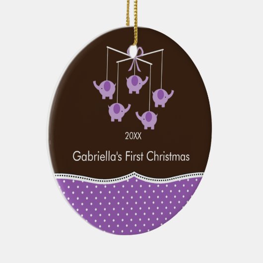 Elephant Mobile Baby's eerste kerstsieraad Keramisch Ornament (Rechts)