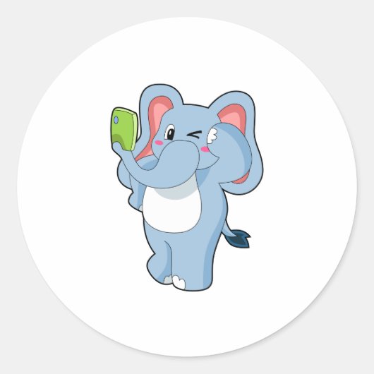 Elephant Mobile Ronde Sticker (Voorkant)