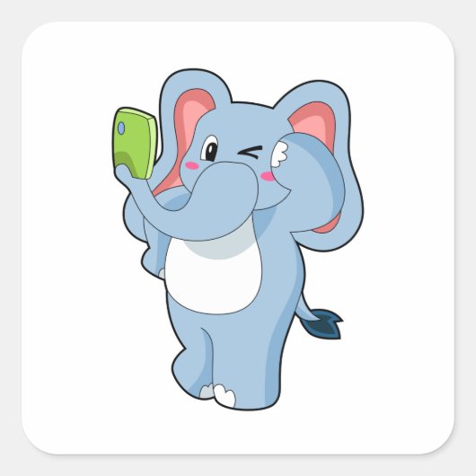 Elephant Mobile Vierkante Sticker (Voorkant)