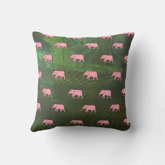 Elephant Modern Baby voor kinderen Roze Groen Kussen (Achterkant)