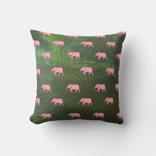 Elephant Modern Baby voor kinderen Roze Groen Kussen (Voorkant)