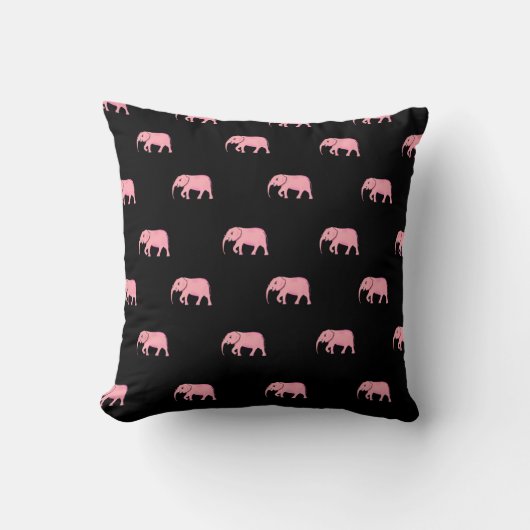 Elephant Modern Baby voor kinderen Roze Zwart Kussen (Voorkant)