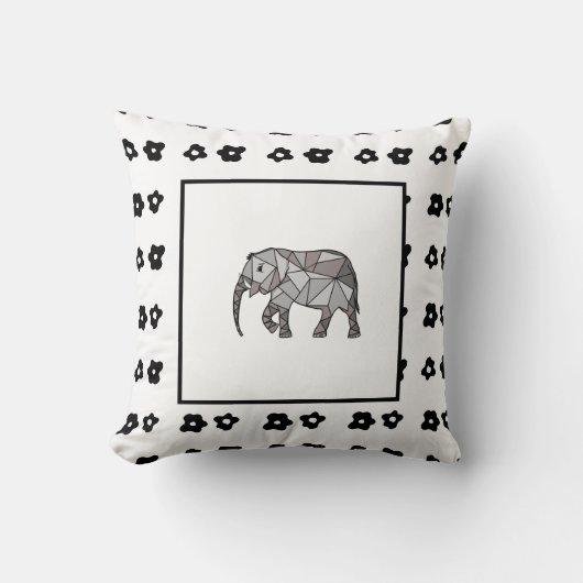 Elephant Modern Birth Baby Boy voor kinderen Zwart Kussen (Voorkant)
