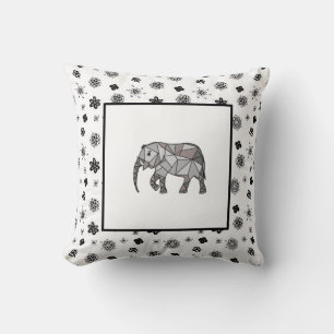 Elephant Modern Birth Baby for Kids Black Kussen