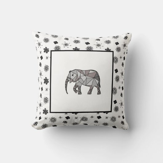 Elephant Modern Birth Baby for Kids Black Kussen (Voorkant)