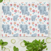 Elephant moeder, baby bloemen patroon Moeder's Theedoek (Gevouwen)