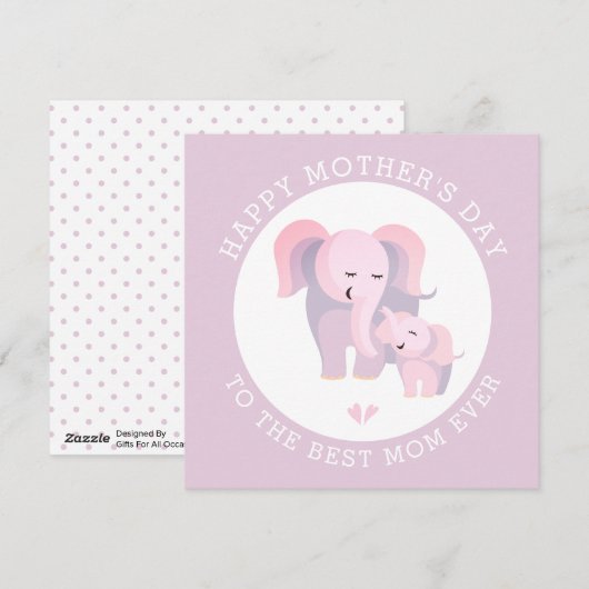Elephant moeder, baby lavender Moederdag Feestdagenkaart (Voorkant / Achterkant)