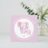 Elephant moeder, baby lavender Moederdag Feestdagenkaart (Staand voorkant)