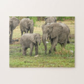 Elephant Moeder en Baby Animal Jigzaag Puzzle Legpuzzel (Horizontaal)