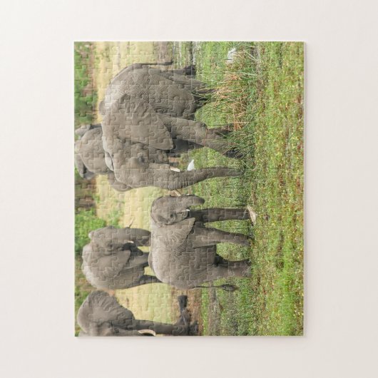 Elephant Moeder en Baby Animal Jigzaag Puzzle Legpuzzel (Verticaal)