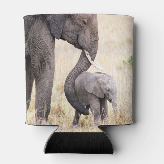 Elephant moeder en baby foto blikjeskoeler (Achterkant)