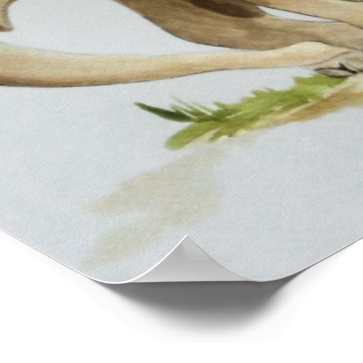 Elephant Moeder en Baby Waterverf Afdrukken 16x12 Poster (Hoek)