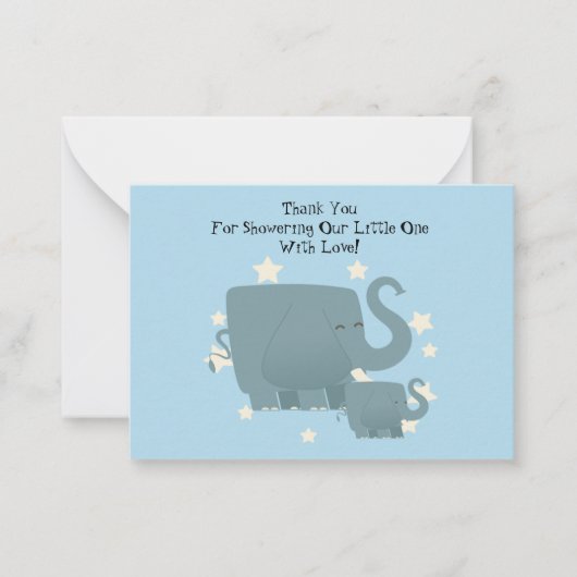 Elephant Moeder en haar Baby Hartelijk dank Notitiekaartje (Voorkant)