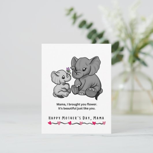 Elephant moeder en haar kalveren Moederdag Feestdagenkaart (Staand voorkant)