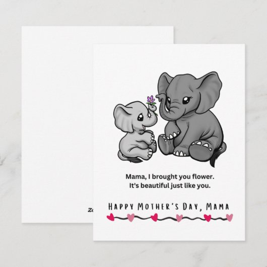 Elephant moeder en haar kalveren Moederdag Feestdagenkaart (Voorkant / Achterkant)
