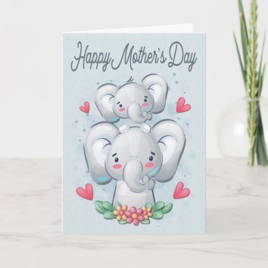 Elephant Moeder en Kind voor Moederdag Kaart (Voorkant)