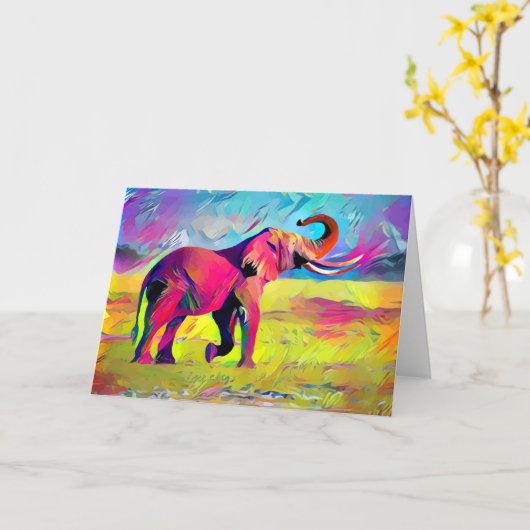 Elephant Moeder Waterverf Kaart (Gele Bloem)