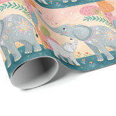 Elephant Mom and Baby Cadeaupapier (Rol Hoek)