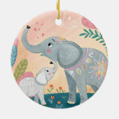 Elephant Mom and Baby Keramisch Ornament (Achterkant)